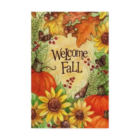Melinda Hipsher 'Welcome Fall Pumpkins And Leaves' Canvas Art,30x47
